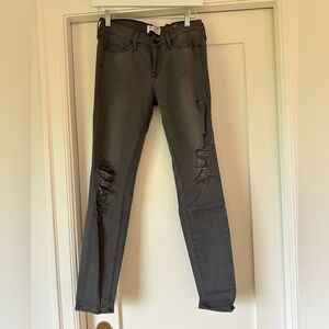 Frame Denim Charcoal Distressed Skinny Jeans